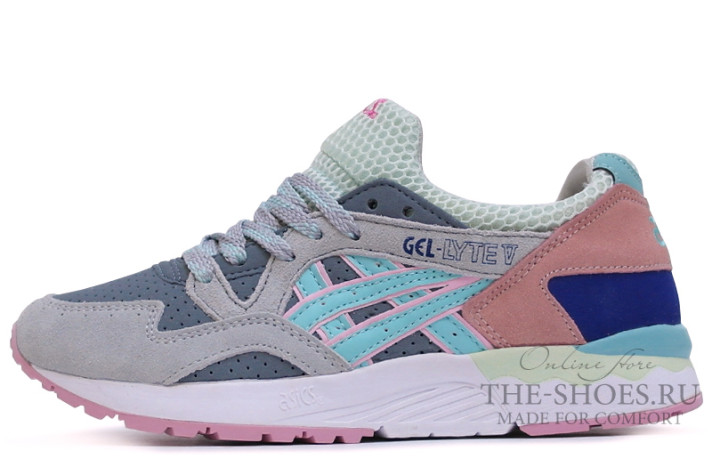Кроссовки Asics Gel LYTE 5 Grey Coral White Blue  серые
