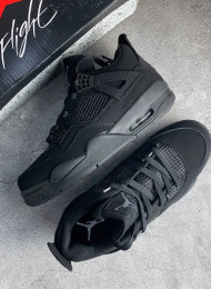 Кроссовки Nike Air Jordan 4 (IV) Black Cat Light Graphite живое фото 3
