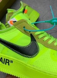 Кроссовки Nike Air Force 1 Low Off White Volt Hyper Jade живое фото 3